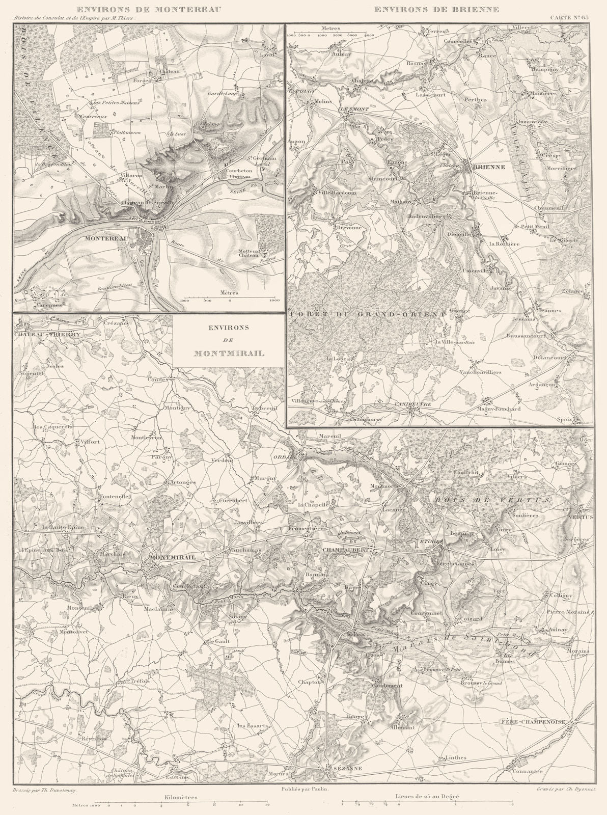 FRANCE. Montereau-Fault-Yonne; Brienne-le-Château; Montmirail plans 1859 map